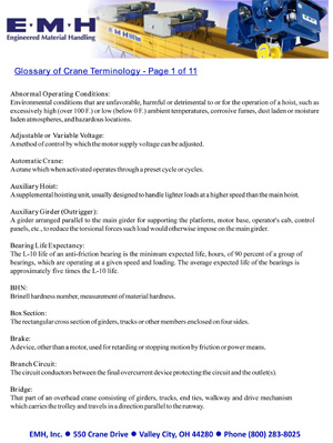 EMH Glossary of Crane Terminology